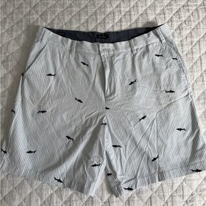 Nautica Men's Striped Shorts with Shark Pattern